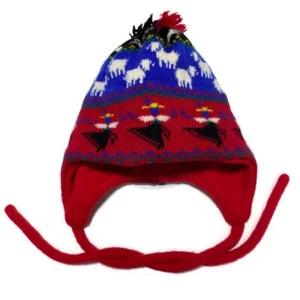 Vintage Turtle Fur Wool Blend Knit Beanie Poppy Gall Youth Size Red Vermont USA - Picture 1 of 8