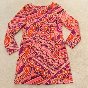 KC Parker Cotton Blend Dress Pink Plum Melon Kids Cotton Blend Size 12 Mod - Picture 1 of 8