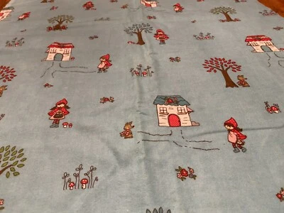 Tasha Noel LITTLE RED RIDING HOOD Riley Blake Designs Aqua Flannel Fabric F3270 - Image 1 of 4