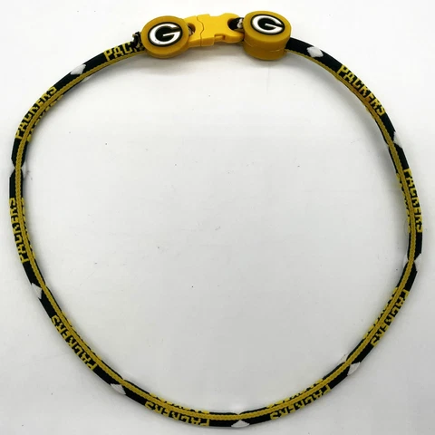 Green Bay Packers NFL Football Yellow/Green Cord Logo Necklace Snap Closure Cover