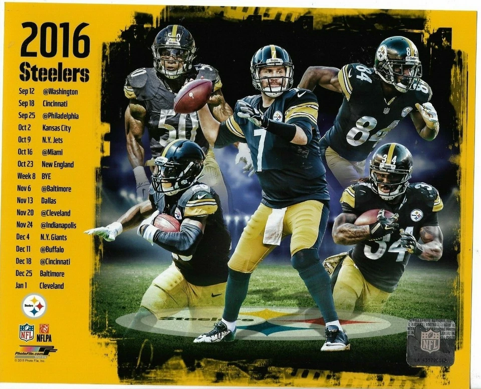 Foto compuesta del equipo 8x10 2016 de los Pittsburgh Steelers con licencia  Foto 1 de 1