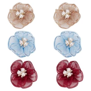 6 Pcs Pearl Flower Shoe Clips 3 Colors Rhinestone Shoe Charms Flower Shoe Cli... - Picture 1 of 6