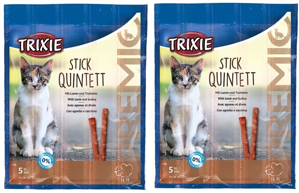  LAMB & TURKEY CAT TREATS Real Meat Sticks x2 Pack of 5 Trixie Quintett - Image 1 of 1