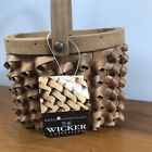 Vintage Porcupine Or Snail Curl Style Small Woven Basket With Bail Handle Nwt