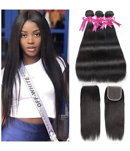 Brazilian Straight Unprocessed Human Hair Black 12-18” Weave Extensions