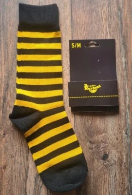 Calcetines Dr.Martens clásicos originales rayas negras y amarillas. Reino Unido adulto 8-13 nuevo en caja Foto 1 de 2