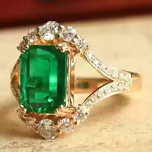 Anello di Fidanzamento Vintage Taglio Smeraldo Simulato Argento Sterling 925 - Foto 1 di 3