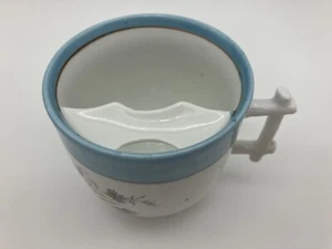 Vintage Remember Me Porcelain Mustache Mug Blue Rim Floral Pattern from Germany - Picture 1 of 8