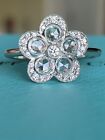 Tiffany & Co Platinum Cobblestone Rose Cut Diamond Flower Garden Ring .50 TCW 