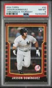 Topps Throwback Thursday Jasson Dominguez #32 RC TBT Bowman 2024 PSA 8 casi nuevo-como nuevo - Imagen 1 de 2