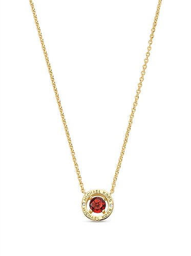 NUOVA COLLANA CATENA CIONDOLO CRISTALLO ROSSO AUREOLA OTTONE TONO ORO MICHAEL KORS MKJ0100B
