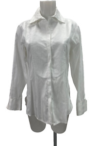 Anne Fontaine Long Sleeve White Stripe IDILE Pintuck Detail Shirt Size 42 - 10