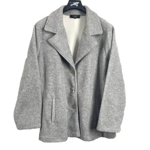 Talbot’s Women’s Gray Pea Coat Sz 1X Single Breasted Fleece Collared Pockets - Picture 1 of 10