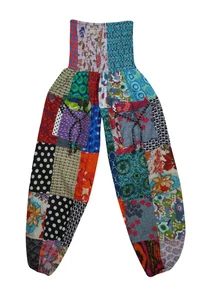 Women's Baggy Pant Mixed Patchwork Printed Smocked Waist Loose Summer Yoga Pants