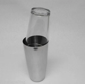 2 Piece BOSTON SHAKER SET Glass & Stainless Shaker Basic Bar Cocktail Mixing Kit - Picture 1 of 4