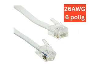 Neu - RJ12, 6p6c, AWG26, 6 poliges Kabel, Crossover, flach, silber, 2,13 m - Picture 1 of 3