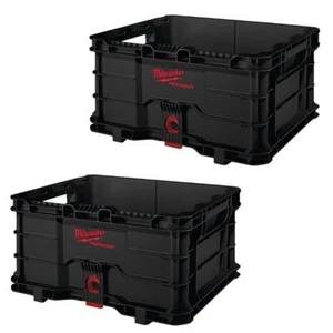 Milwaukee PACKOUT Crate Heavy-duty Durable Storage Containers Twin Pack BUNDLE - Picture 1 of 2