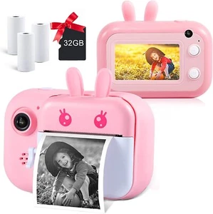 MINIBEAR Kids Instant Camera with Print Paper, 3.0 Inch Color Touch Screen