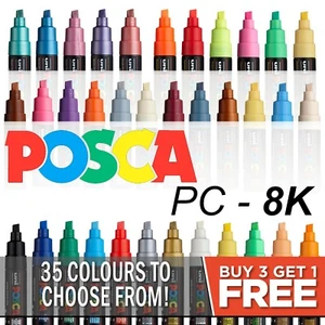 Posca PC-8K Paint Markers Art Pens - Chisel Tip - All Colours - Buy 4, Pay For 3 - Picture 1 of 45