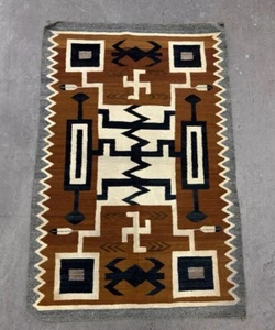 Antique 1930s Navajo Rug native American Indian Whirling Logs 57x38” - Picture 1 of 16