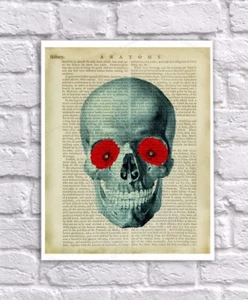 De colección Anatomía Flor Arte Estampado Calavera Amapolas Halloween Decoración Impresión sin enmarcar - Imagen 1 de 1