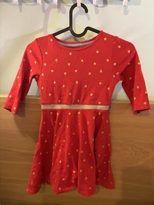 Mini Boden Red Festive Spotty Gold Skater Twirly Party Dress Christmas 5-6 Years - Picture 1 of 9