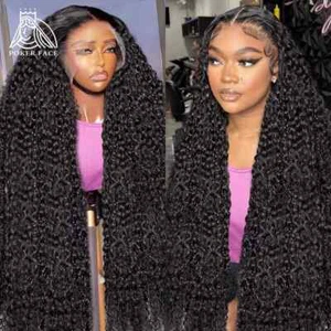 Curly 13x4 HD Transparent Lace Front Human Hair Wigs Deep Wave 5x5 Glueless Wig - Picture 1 of 12