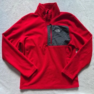 Chaqueta polar The North Face Apex Soft Shell para hombre mediana roja gris 1/4 cremallera Foto 1 de 4