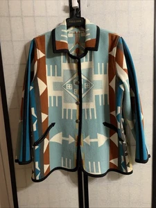 Vintage Indianerjacken usw. Santa Fe Wolljacke, türkis blau aztekisch (wendebar) - Bild 1 von 18