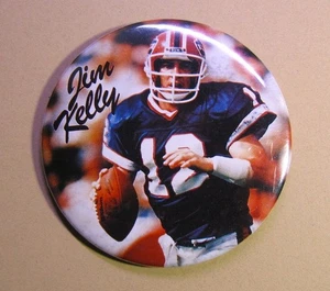 1988 Jim Kelly Quarterback Buffalo Bills 3" Photo pinback Button Pin - Picture 1 of 2