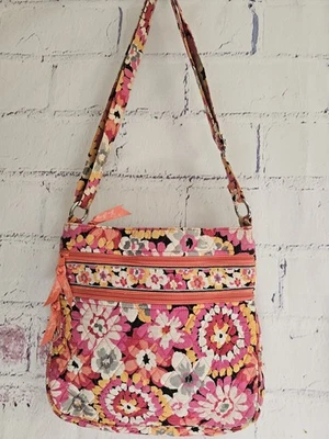 Vera Bradley Pixie Blooms Triple Zipper Hipster Crossbody Purse Adjust. Strap - Image 1 of 4
