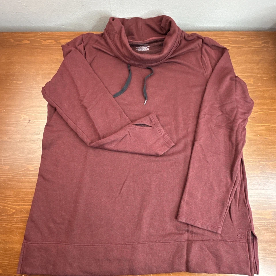 Sudadera túnica cuello capucha manga larga ultra acogedora Cuddl Duds para mujer L Hth Borgoña Foto 1 de 4