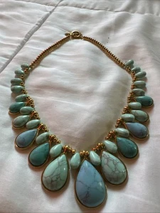 Vintage Ralph Lauren Genuine Turquoise And Golden Bead necklace Statement Piece. - Picture 1 of 4