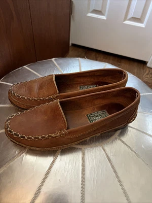 VINTAGE RALPH LAUREN COUNTRY LIGHT BROWN WAXHIDE LOAFERS size 8 AA - Image 1 of 4