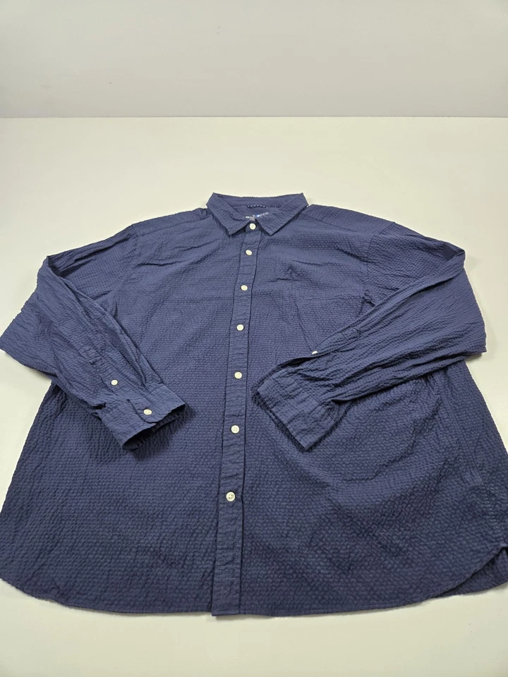 Vineyard Vines 衬衫男式 2XL 蓝色 OTG 性能纽扣泡泡纱 — 第 1/4 张图片