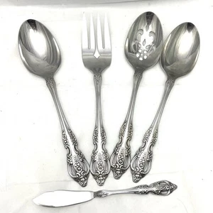 Oneida RENOIR Pembrooke Pierced Serving Spoon Fork Butter Stainless SSS Glossy - Picture 1 of 5