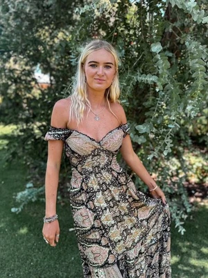 Maxi Vestido Fluido Cienna Safiya Rosa Mezcla Seda Talla Pequeña  Foto 1 de 4