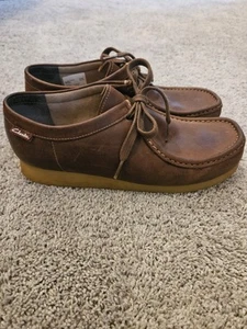 Clarks Men's Wallabee Boots Stinson Lo Brown Leather Lace Up Shoes Size 10M EUC - Picture 1 of 13