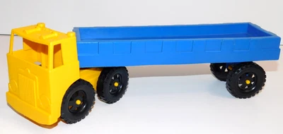 Camión de plástico Playskool vintage con remolque amarillo y azul 15" de largo Foto 1 de 4