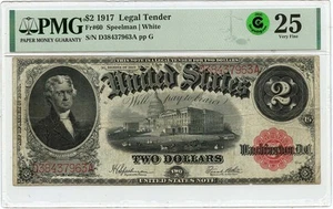 1917 $2 Legal Tender Small Red Scalloped  Fr#60 PMG VF25 GCC Green - Picture 1 of 2