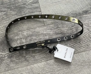 Marlon Vera Pelle Metallic Grün Schwarz Ledergürtel Italy Gr. 85 Neu mit Etikett - Bild 1 von 7