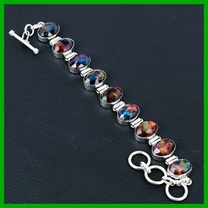 Memorial Day Sale 925 Silver Ammolite Gemstone Engagement Chain Bracelet Jewelry - Picture 1 of 6