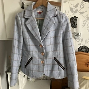Schöne blaue karierte Joe braune Damenjacke Größe 10 - Bild 1 von 7