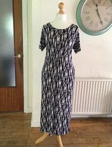 Masai summer Midi Dress Pockets Lagenlook Jersey Abstract Print Size M 12 14 - Picture 1 of 9