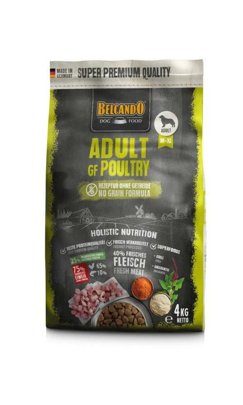 BELCANDO Adult GF Poultry 4 kg I Getreidefrei I Geflügel I Trockenfutter