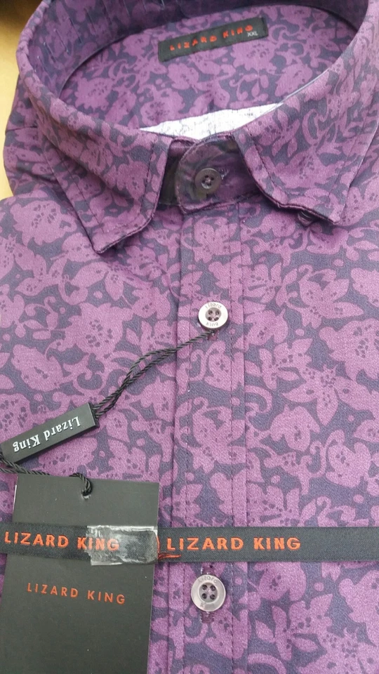 Lizard King Camicia A Maniche Lunghe Vino Floreale 2XL 3XL 4XL 5XL 6XL 7XL 8XL - Immagine 1 di 1