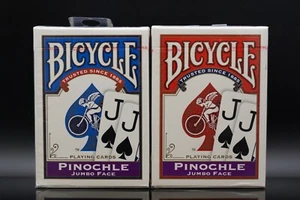 Bicycle Test Deck Pinochle Jumbo Face Blue & Red Set Ohio | Playing Cards - Foto 1 di 14