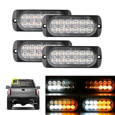 4X 12LED Amber Car Emergency Strobe Light Bar Warning Flashing Lamp 12V/24V - Image 1 of 4