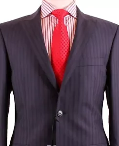 VERSACE Dark Blue Tonal Stripe Suit UK38 US38 EU48 C38 x W32 BRAND NEW & TAGS - Picture 1 of 12