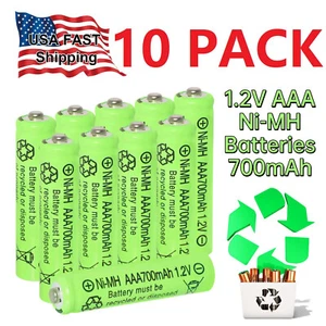 10 Pack AAA 700mAh Ni-MH 1.2V Rechargeable Batteries Cells for MP3 Toy US Stock - Picture 1 of 12